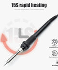 Soldering iron from 2 In 1 Soldering Station 700W Hot Air Soldering Iron Kit with rapid heat feature and visible temperature control icons.