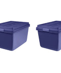 Built Tough 18 Gallon Storage Bins 2 Pack Stackable Heavy Plastic Containers in blue with secure snap lids