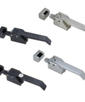A7 Style Toggle Latch With Keeper For Cabinets, Built Tough Heavy Duty Compression Lever Handle Lock, shown in metal finishes