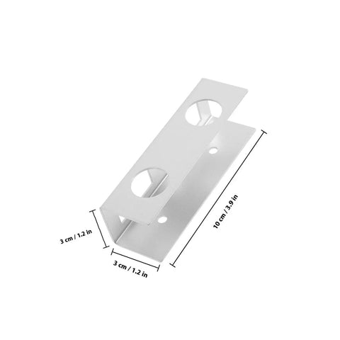 Heavy Duty Aluminum Under Desk Laptop Mount and Tablet Clamp Stand Featuring Multi Functional Design, silver bracket with measurements.