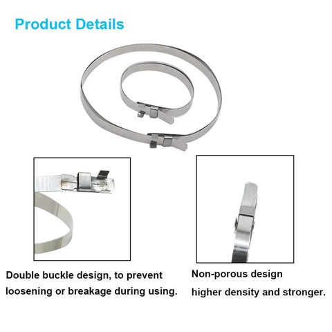Universal CV Boot Band Clamp Tool Kit With Adjustable Drive Shaft Clamps showing double buckle and non-porous design features.