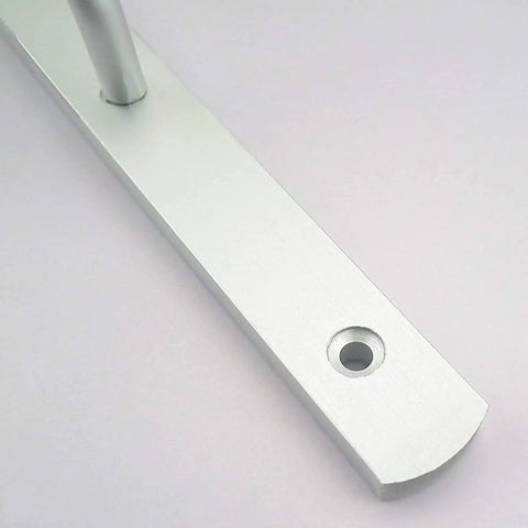 Close-up of Two Piece Solid Aluminum Alloy Corner Shelf Brackets Rock Solid Wall Mount Support showing matte finish and screw hole.