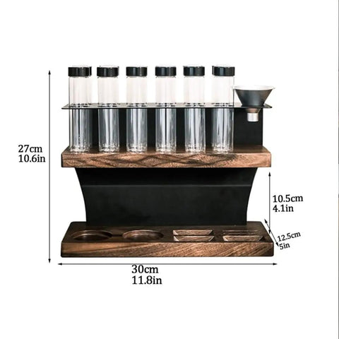 Top Shelf Solid Wood And Carbon Steel Single Dose Coffee Bean Storage Rack With One Way Vent Valve, 30x27cm.