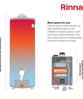 Top Tier Non Condensing Natural Gas Tankless Water Heater With Instant Hot Water And Compact Wall Mount Featuring An Intuitive LED Screen diagram showing dimensions and installation options.