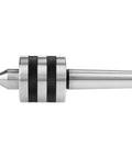 MT3 live center (Morse taper 3) in alloy steel with knurled collars; side view