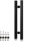 Black 47 Inch Stainless Steel Sliding Barn Door Pull Handle With Install Tools - Heavy Duty Push Pull Bar For Wood And Glass Doors, Commercial Grade, Rust Resistant 304 Stainless, Easy Mount.