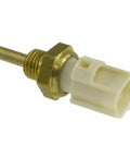 Engine coolant temperature sensor with brass threaded body and white plastic connector, front view