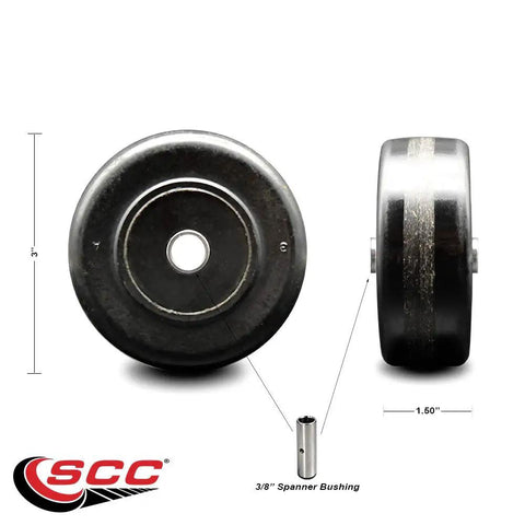 Smooth As Butter Three Inch Phenolic Caster Wheel With Three Eighth Inch Bore And Six Hundred Pound Capacity In Classic Black For Heavy Duty Rolling Zero Hassle Performance Indoors
