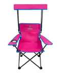 Pink Kids Outdoor Canopy Chair With Adjustable Shade For Camping And Beach Folding Chair With Cup Holder And Carry Bag