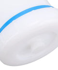Pro Grade Hvlp Spray Gun With 600 Ml Gravity Feed Cup detailed view of bottom white cup with blue band.