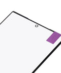 Close-up of S23 Ultra Glass Screen Replacement Kit for Pros with pre-cut, pro-grade glass featuring camera hole detail.