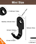 Diagram of Black 20Pcs Small J Hooks Set Made From 304 Stainless Steel with dimensions and screws included, mini size design.