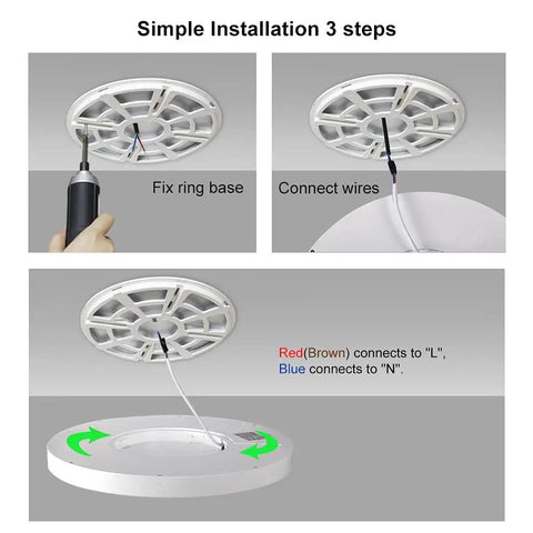 Installation steps for 15.7 Inch Ultra Thin Flush Mount LED Ceiling Light 32W 3800LM 5000K Daylight White