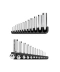 13-piece Ball End Hex Key Set with chamfered ends and longer leverage displayed in holder for off-center access