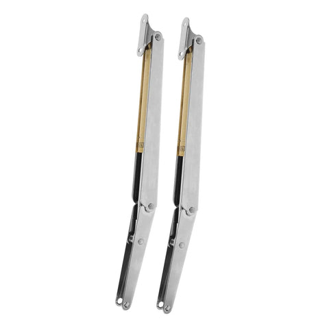 Two Pack 10 Inch 100N Gas Spring Cabinet Hinges With Soft Close for wooden box doors and cabinets lid support, stainless steel finish.