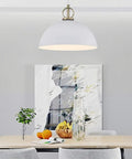 Industrial E27 Pendant Lamp Adjustable Chandelier for Kitchen Island Dining Room Bar(Blue,30cm) above a modern dining table.