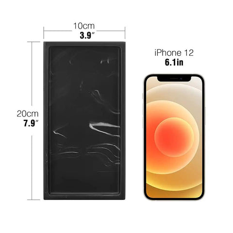 Keep Your Counter Slick Using This Solid Resin Vanity Tray Mini Ink Black Soap Dispenser Stand And Jewelry Catchall For Kitchen Organization Durable Build That Gonna Serve You Right size comparison with iPhone 12.