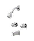 Tub And Shower Faucet Set With Valve And Cartridge, Polished Chrome Finish, Four Hole Installation, shower arm, tub spout