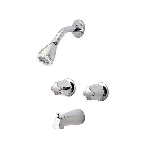 Tub and Shower Faucet Set with Valve and Cartridge, Polished Chrome Finish, Four Hole Installation, Pforever Seal Ceramic Disc Technology
