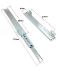 Set Of Two Heavy Duty 14 Inch Drawer Slides Offering Rock Solid 100 Lb Capacity With Smooth Ball Bearing Side Mount Cabinet Glides That Open Like Butter Every Time, showcasing steel tracks with measurements.
