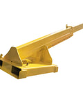 Heavy Duty Forklift Jib Boom Crane With Four Ton Capacity Telescopic Steel Boom For Warehouse Rigging, yellow steel jib with hook.
