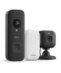 Hella Smooth Two K Battery Doorbell Camera Kit With Sync Module Free Mini Cam Plus Head To Toe Clarity Easy Install Sweet Porch Guardian For Renters And Homeowners Black, featuring black camera, white sync module, compact design.