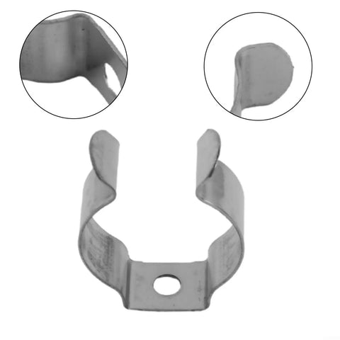 Spring Terry Clips Tool Hangers For Garage Shed And Patio To Tidy Up Brooms Rakes And Tools With Heavy Duty Manganese Steel U Clips For Long Lasting Storage And Quick Access 10 Pack 25mm, close-up metal clip