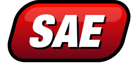 Red SAE logo on a glossy background