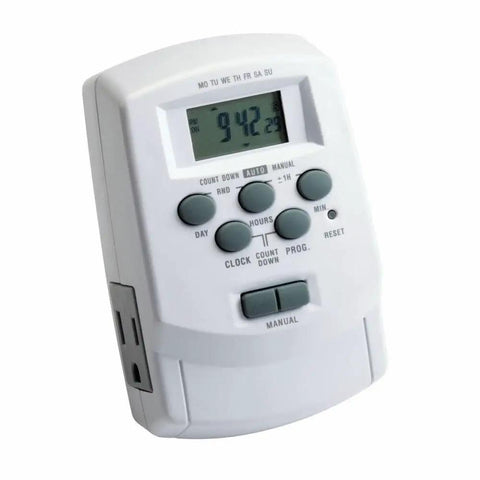 Digital Timer With Daylight Savings And Battery Backup For Lighting Transformers 120V White Finish Easy Setup Compatible With Professional And Plus Series Compact 2 Inch Wide By 4.5 Inch High By 2.75 Inch Long