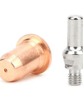 Pro Plasma Torch Consumables Kit featuring red copper electrode and metallic nozzle for efficient cutting.