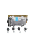Universal Electric AC Compressor Kit With Quick Connect Hoses for Pickups Sedans and Campers delivers efficient cooling with aluminum body.