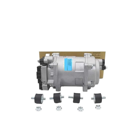 Universal Electric AC Compressor Kit With Quick Connect Hoses for Pickups Sedans and Campers delivers efficient cooling with aluminum body.