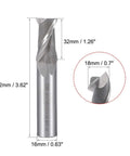 uxcell HSS-AL end mill, 2-flute, straight shank, 18×16×32 mm, front view