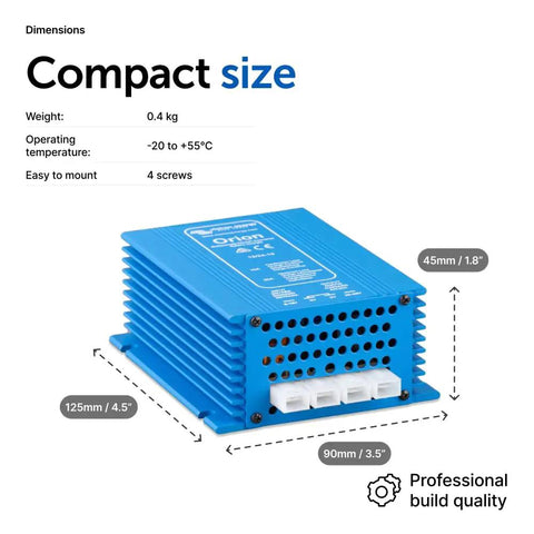 Compact Heavy Duty 10 Amp DC To DC Battery Charger With Plug And Play Remote On Off Switch 12 To 24 Volt Converter dimensions