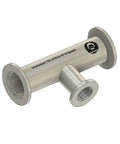 Premium KF25 To KF16 Unequal Tee Vacuum Fitting With Dual KF25 Flanges And Center KF16 ISO KF Adapter For Vacuum Systems No Logo Precision Machined Beefy And Built To Last, angled view