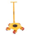 Heavy Duty Machinery Mover Dolly With 5 Polyurethane Rollers Handles 8818 Lbs With Zero Sweat Smooth Floor Protection Platform built in yellow color.