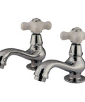 Heritage Basin Tap Faucet in polished chrome finish with deck mount two hole installation and ceramic disc cartridge, traditional style