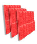 Pro Level Studio Gear Acoustic Foam Panels 12 Pack Sound Dampening Wall Tiles 2 X 12 X 12 Inch in textured red design.