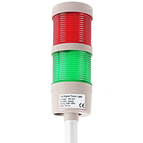 Two Stack LED Andon Tower Signal Light For Industrial Use With Red And Green Indicators, IP65 Rated, plug and play status signaling