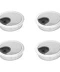 Eight Piece Desk Grommet Cable Hole Cover Kit For Clean Cord Management On Home Office And Computer Desks 53mm Zinc Alloy Durable Frame Smooth Finish Lets Cables Pass Through Easily And Keeps Your Workspace Neat And Slick., four white desk grommet cable hole covers with 53mm zinc alloy frames