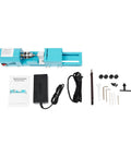 Heavy Duty Mini Lathe Machine 96W DC 12-24V Wood Working Tool 4000-9000 RPM precision milling drill kit with accessories.