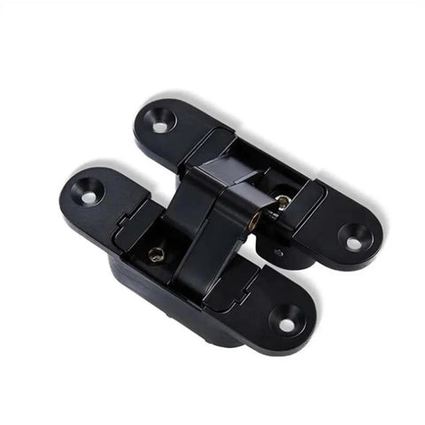 Two Pack Invisible Door Hinges For Wooden Doors, Concealed 180 Degree Swing Hinges For Inside And Outside Opening, Hidden Hardware Solution, Sleek Silver Finish, Modern Clean Look shown in black finish