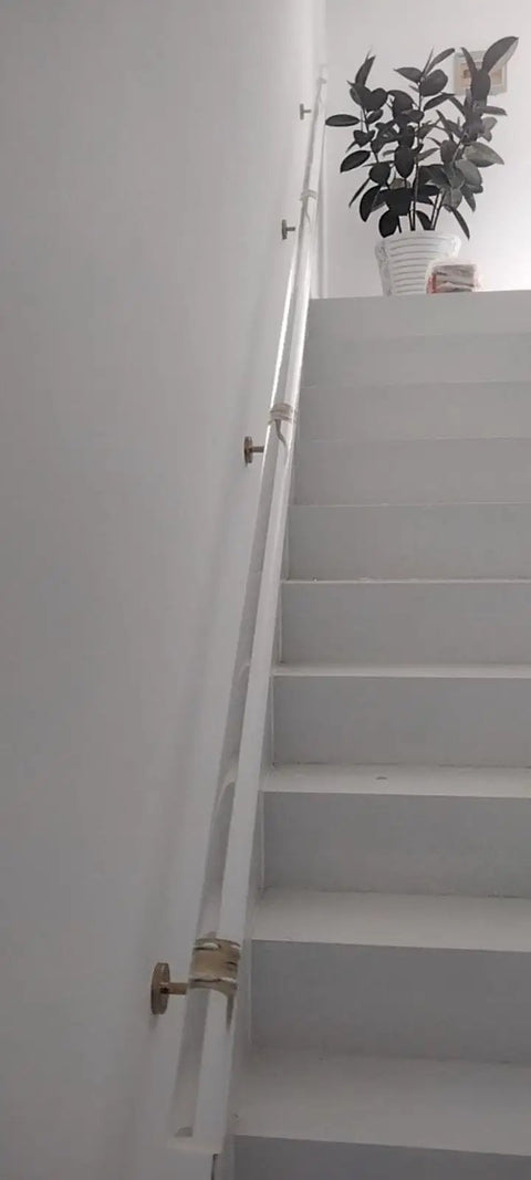 Custom Length Transparent Acrylic Railing Kit Straight Up Non Slip Handrail System Stainless Steel Mounts For Decks And Balconies on stairs