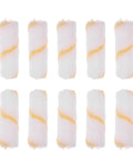 Thirty Piece Mini Paint Roller Sleeves With High Density Foam To Banish Ugly Track Lines And Deliver A Smooth As Silk Wall Finish While Providing Quick Dry Coverage That Always Hits The Spot Without Breaking The Bank - ten foam mini roller sleeves in a row.