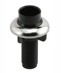 Premium Kitchen Sink Faucet Hose Sprayer Guide Retainer Hella Sturdy Black Plastic Connector With Polished Chrome Ring Zero Fuss Replacement For Standard Sinks Secure 2-Pack, showing black connector with chrome ring.