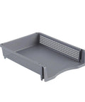 Gray tray from Stackable Paper Letter Tray Desk Organizer Set For Space Saving Mail And File Vertical Or Horizontal Layout Lightweight ABS Construction Easy Assembly Durable Office Desk Organizer For Home Or Office Use