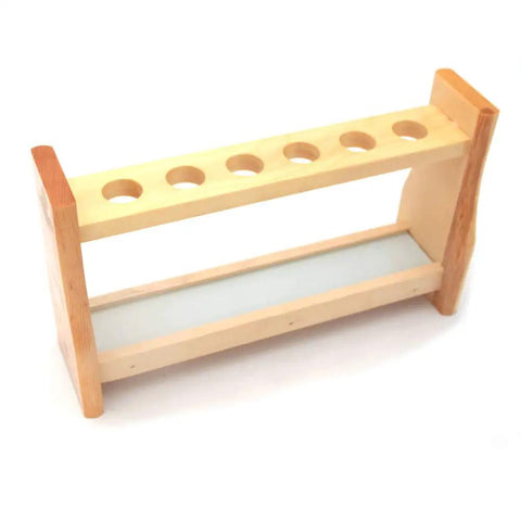 Six Slot Wooden Test Tube Rack For Lab And Classroom Use Premium Fir Wood Holder With 0.82 Inch Holes