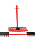Heavy Duty 64 Ton Machine Skate Dollies With Hardcore Steel Wheels And Fast Lock Hooks For Zero Hassle Industrial Gear Moving Around The Shop Without A Sigh with red powder coated frame.