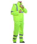 Hi Vis Rain Suit For Men Waterproof Yellow Reflective Class 3 Rain Jacket And Pants Gear Rainsuit With Heavy Duty Zippers Reinforced Seams