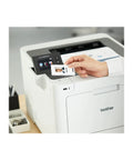 User placing a card on the control panel of a High Output Color Laser Printer With Frictionless Wireless Connection And Automatic Duplex Printing Optimized For Budget Conscious Buyers Who Want Serious Bang For Their Buck Daily.